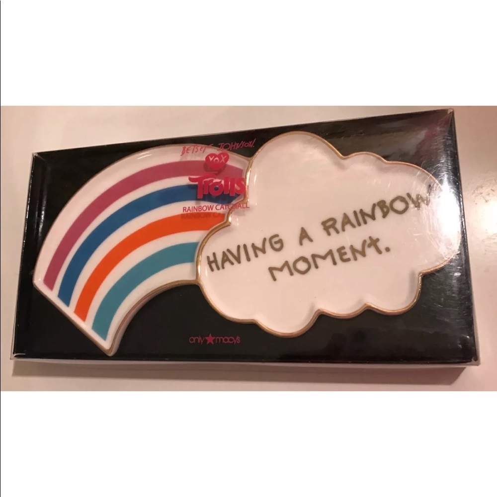 New BETSEY JOHNSON X TROLLS Jewelry Tray Rainbow Colorful Ceramic Change NIB
